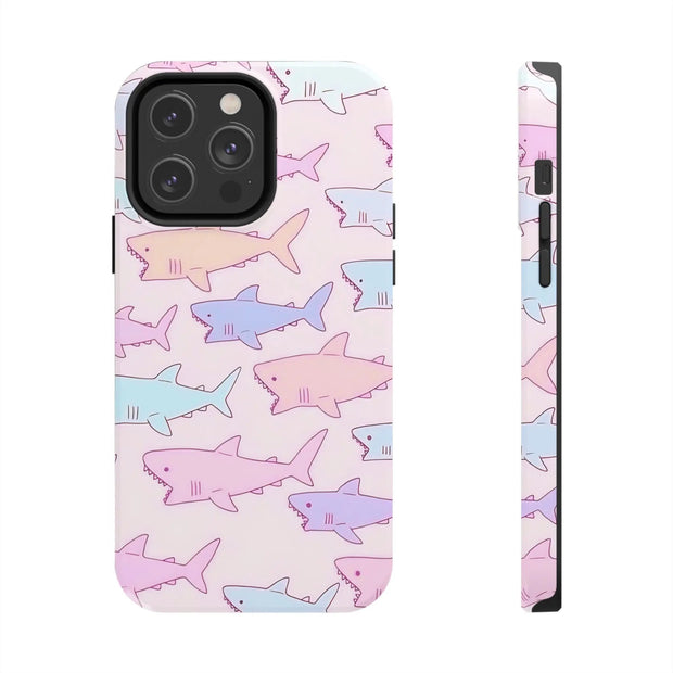 Pastel Shark Pattern Tough Phone Case Printify