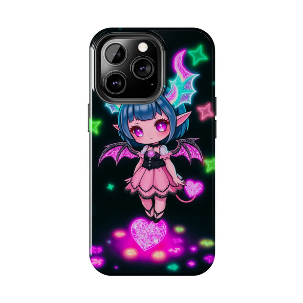 Kawaii Gothic Succubus Neon Heart Tough Phone Case