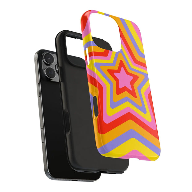 Retro Rainbow Star Groovy Tough Phone Case LavenderCeleste