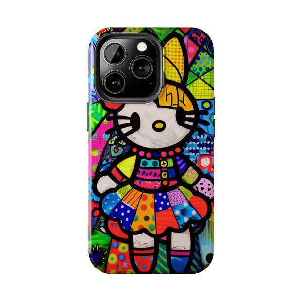 Pop Patchwork Kitty Tough Phone Case LavenderCeleste
