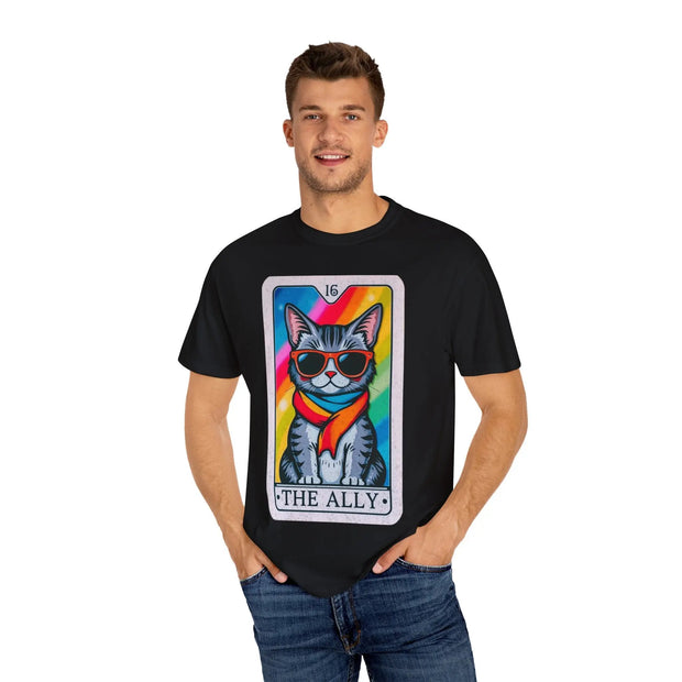 The Ally Pride Cat Tarot Comfort Colors Tee LavenderCeleste