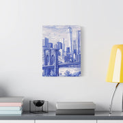 New York City Toile Art – Blue Scenic Skyline Matte Canvas Printify