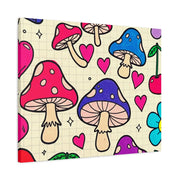 Kawaii Mushroom Cherry Flower Matte Canvas Print LavenderCeleste