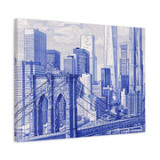 New York City Toile Art – Blue Scenic Skyline Matte Canvas Printify