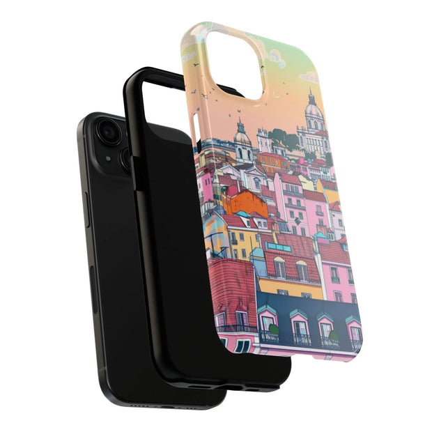 Lisbon Portugal Tough Phone Case – Pastel City Skyline Aesthetic