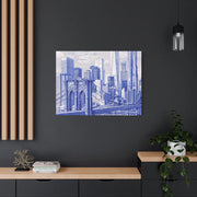 New York City Toile Art – Blue Scenic Skyline Matte Canvas Printify