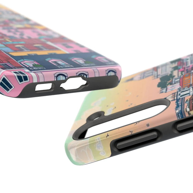 Lisbon Portugal Tough Phone Case – Pastel City Skyline Aesthetic