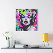 Marilyn Monroe Graffiti Matte Canvas – Neon Pop Art Street Style Wall Decor - LavenderCeleste