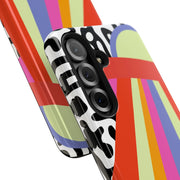 Retro Mod UFO Rainbow Beam Tough Phone Case LavenderCeleste