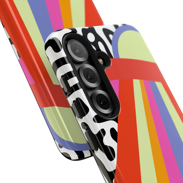 Retro Mod UFO Rainbow Beam Tough Phone Case LavenderCeleste