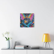 Psychedelic Guitar Angel Matte Canvas Art LavenderCeleste
