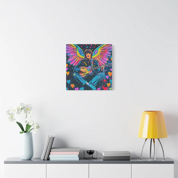 Psychedelic Guitar Angel Matte Canvas Art LavenderCeleste