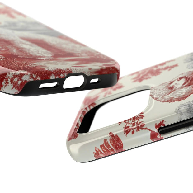 Red Toile de Jouy Poodle Aesthetic Phone Case WOYC