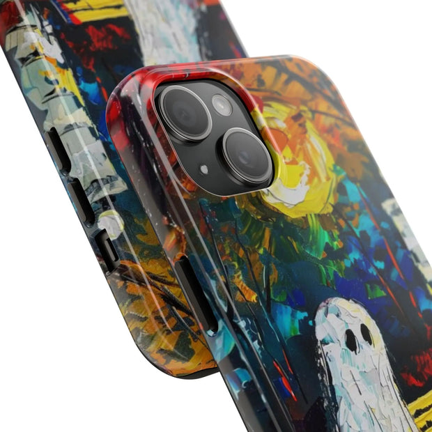 Lonely Ghost Tough Phone Case – Abstract Fall Park Bench Painting