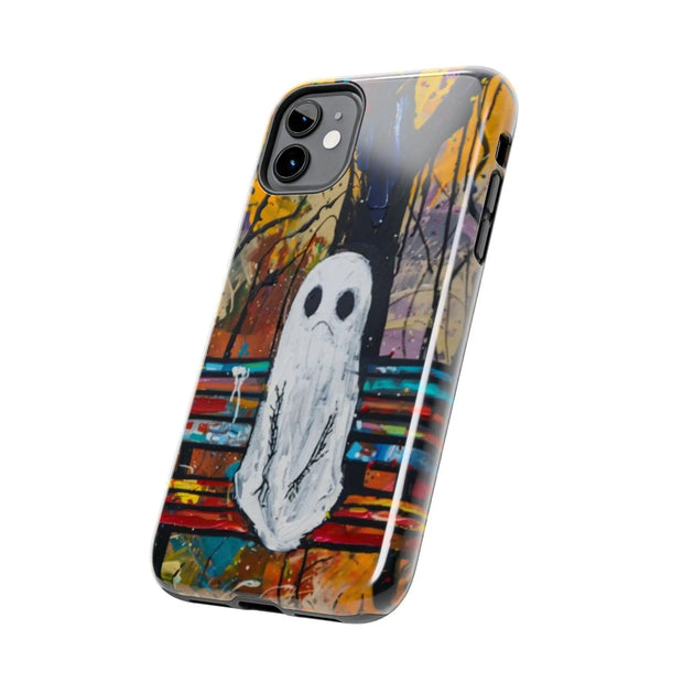 Sad Ghost on Park Bench Abstract Art Phone Case LavenderCeleste