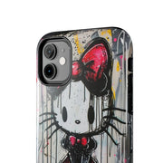 Goth Bow Cat Graffiti Pop Art Tough Phone Case LavenderCeleste