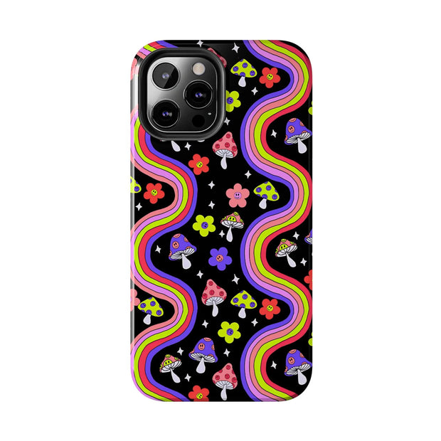 Groovy Mushroom Rainbow Tough Phone Case LavenderCeleste