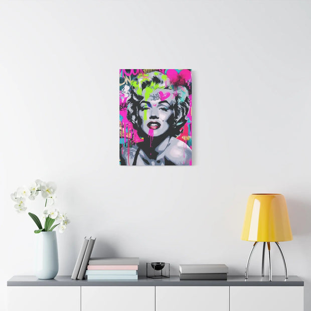Marilyn Monroe Graffiti Matte Canvas – Neon Pop Art Street Style Wall Decor - LavenderCeleste