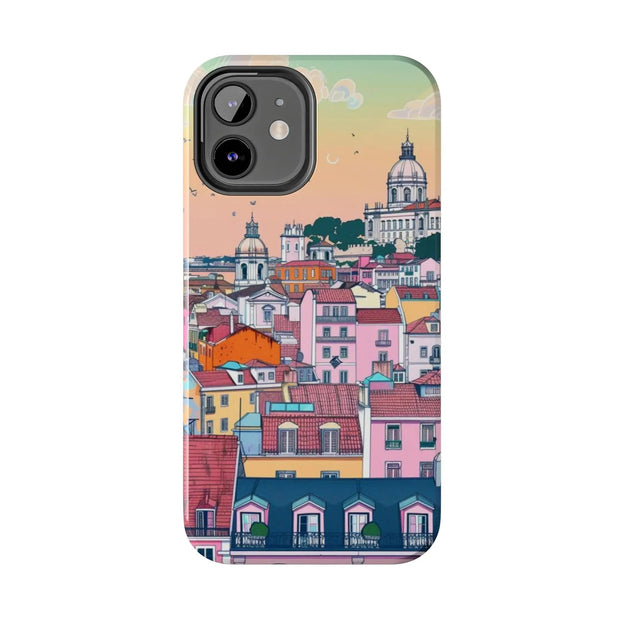 Lisbon Portugal Tough Phone Case – Pastel City Skyline Aesthetic