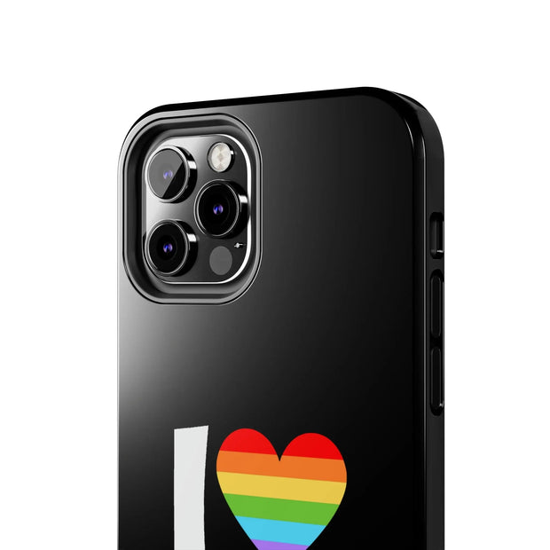 I Love Boys Pride Tough Phone Case – LGBTQ+ Rainbow Heart Design