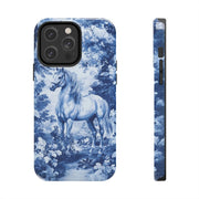 Blue Toile Horse Country Scenic Tough Phone Case LavenderCeleste