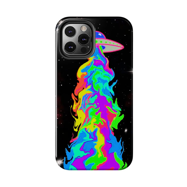 Psychedelic Neon UFO Abduction Tough Phone Case LavenderCeleste