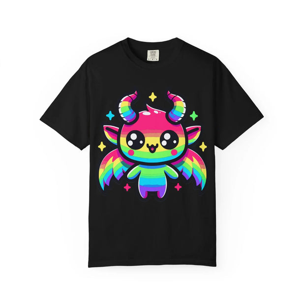 Rainbow Kawaii Baphomet Comfort Colors Tee – Cute Chaos & Pride Energy Printify