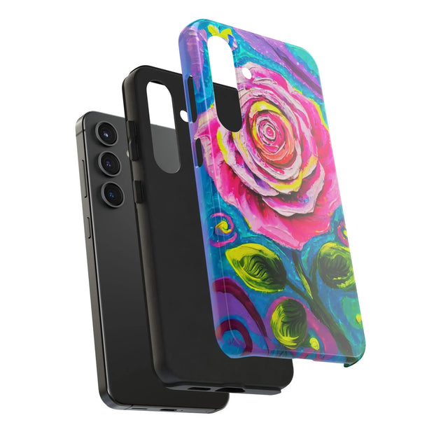 Vibrant Pink Rose Abstract Tough Phone Case LavenderCeleste