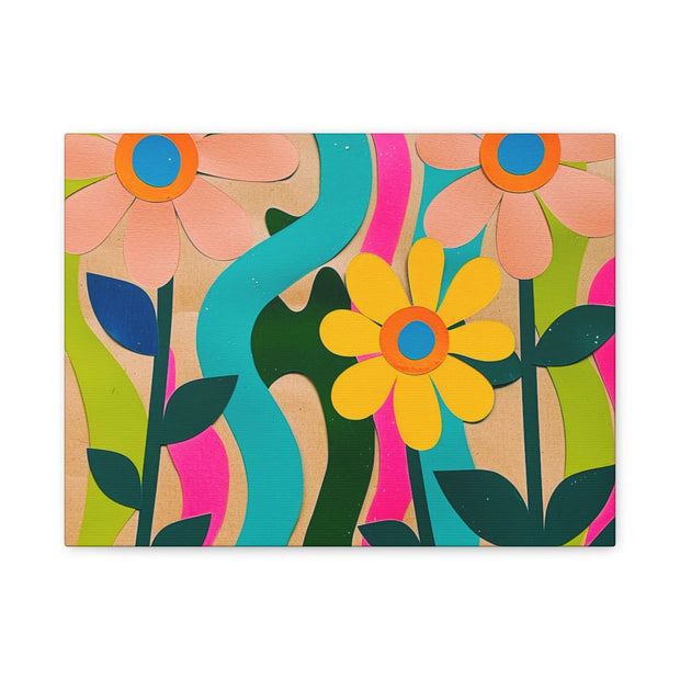 Groovy Paper Cut Flower Matte Canvas Art Printify