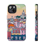 Lisbon Portugal Tough Phone Case – Pastel City Skyline Aesthetic
