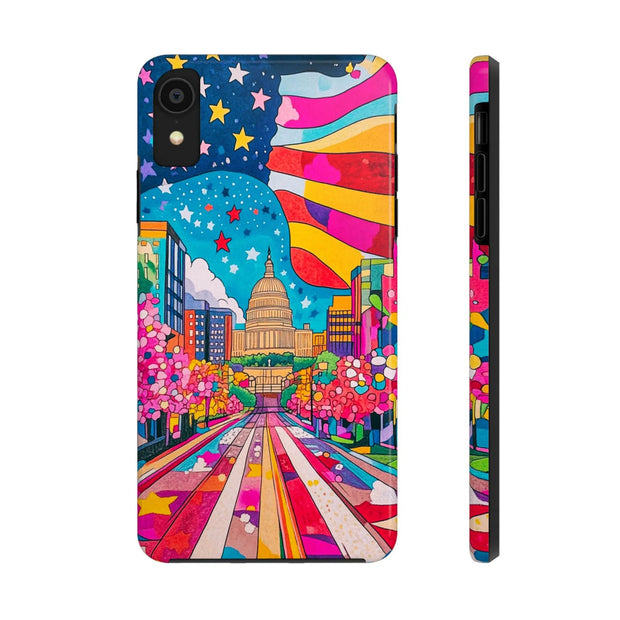Washington DC Psychedelic Capitol Rainbow Tough Phone Case LavenderCeleste