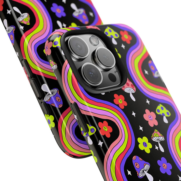 Groovy Mushroom Rainbow Tough Phone Case LavenderCeleste