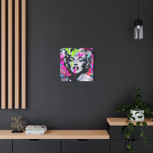Marilyn Monroe Graffiti Matte Canvas – Neon Pop Art Street Style Wall Decor - LavenderCeleste