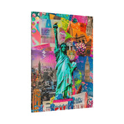 Vibrant New York Collage Matte Canvas – Statue of Liberty Pop Art Printify