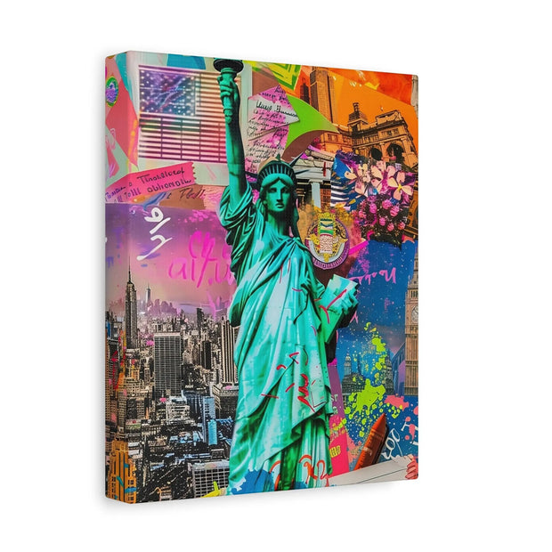 Vibrant New York Collage Matte Canvas – Statue of Liberty Pop Art Printify