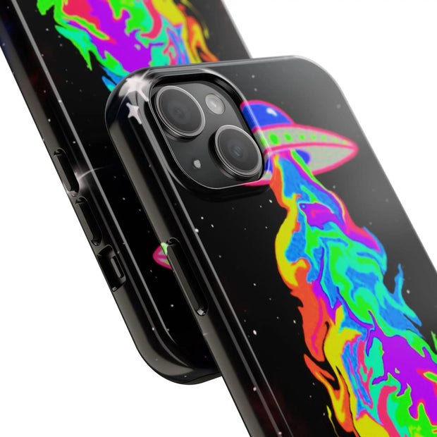 Psychedelic Neon UFO Abduction Tough Phone Case LavenderCeleste