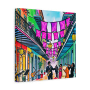 Vibrant New Orleans Jazz Street Matte Canvas – French Quarter Music Scene LavenderCeleste