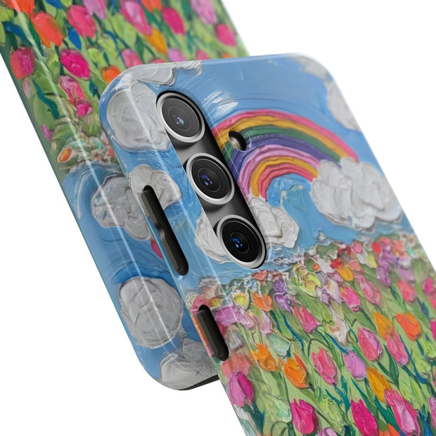 Rainbow Tulip Field Tough Phone Case LavenderCeleste