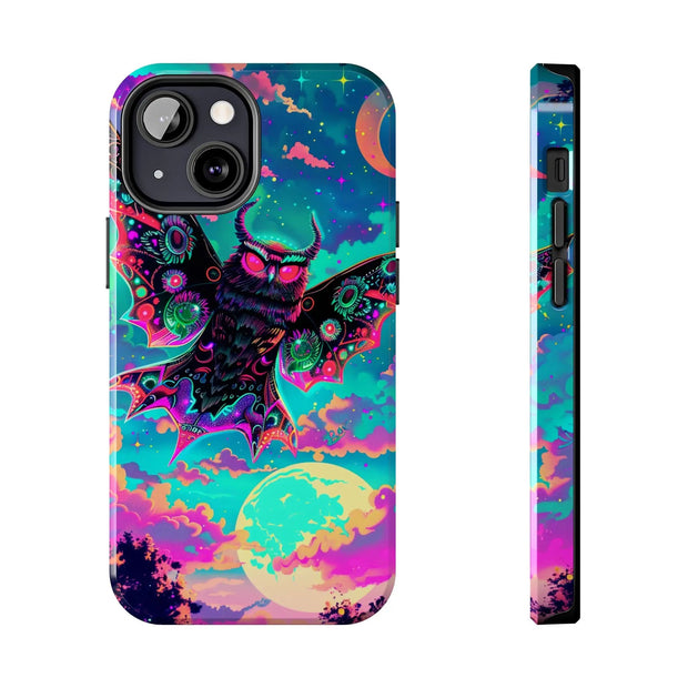 Mothman Tough Phone Case – Psychedelic Neon Cryptid Aesthetic - LavenderCeleste