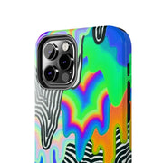 Trippy Technicolor Drip Retro Tough Phone Case LavenderCeleste