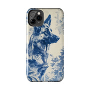 Blue Toile German Shepherd Scenic Tough Phone Case LavenderCeleste