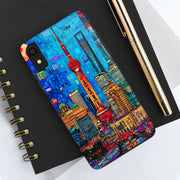 Shanghai Skyline Collage Pop Art Tough Phone Case LavenderCeleste
