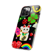 Lucky Symbols Tough Phone Case – 777 Dice Rainbow Maneki Neko Design - LavenderCeleste