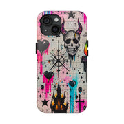 Skull Occult Neon Drip Pastel Goth Tough Phone Case LavenderCeleste