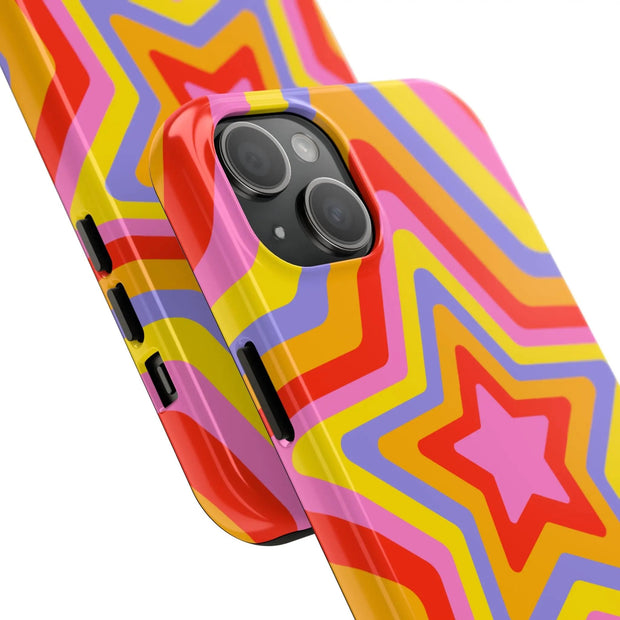 Retro Rainbow Star Groovy Tough Phone Case LavenderCeleste