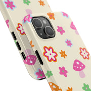 Retro Mushroom Flower Power Tough Phone Case LavenderCeleste