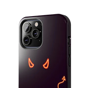 Neon Devil Eyes Tough Phone Case – Minimal Dark Glow Aesthetic Printify