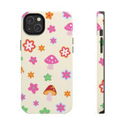 Retro Mushroom Flower Power Tough Phone Case LavenderCeleste