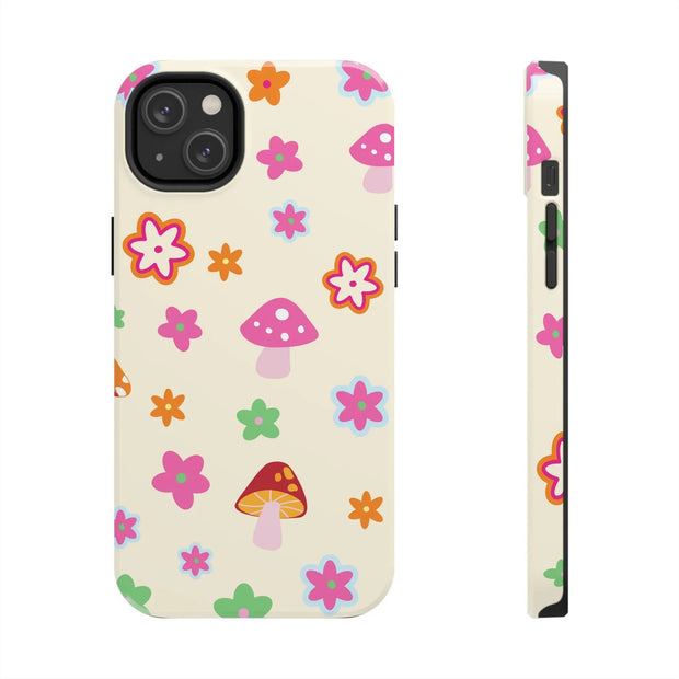 Retro Mushroom Flower Power Tough Phone Case LavenderCeleste