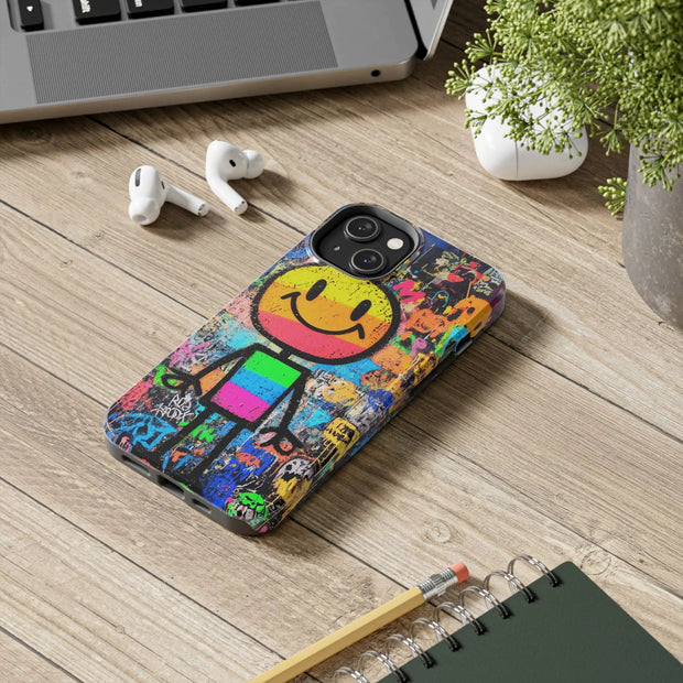 Rainbow Graffiti Smiley Tough Phone Case LavenderCeleste